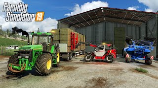 Farming Simulator 19  Ultra Realistic  Buying New Farm Storing hay bales amp Seeding barley [upl. by Ecirtam]