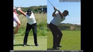 Jon Rahm golf swing  Long Iron faceon amp downtheline July 2017 [upl. by Assenev]