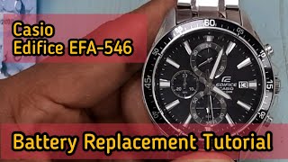 Casio edifice EFA546 Battery Replacement Tutorial  Watch Repair Channel [upl. by Trebron]