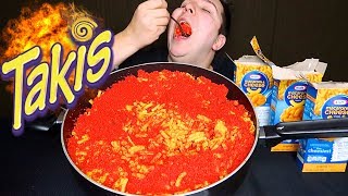 FIRE TAKIS MAC amp CHEESE • Mukbang amp Recipe [upl. by Isaak203]