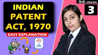 Patent Law  Indian Patent Act 1970  Intellectual Property Rights IPR in Hindi  English EASY [upl. by Malti541]