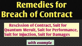 Remedies for Breach of Contract  Types Breach of Contract Business Law  Suit for Quantum Meruit [upl. by Opportuna]