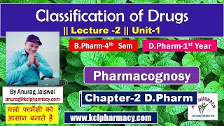 Classification of drugs  Pharmacognosy  L2 Unit1BPharm 4th sem  Chapter2 DPharm 1st Year [upl. by Repsaj]