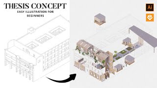 Concept Diagram Architecture illustration Enscape amp illustrator  Giveaway [upl. by Aerdna]