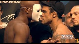 UFC 126 Anderson Silva amp Vitor Belfort WeighIn amp Staredown Anderson Wears A Mask Vitor Gets Angry [upl. by Balthazar]