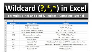 Wildcard in Microsoft Excel Use in Formulas Filters and Find amp Replace  Complete tutorial [upl. by Defant324]