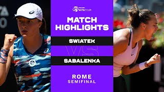 Iga Swiatek vs Aryna Sabalenka  2022 Rome Semifinal  WTA Match Highlights [upl. by Creamer]