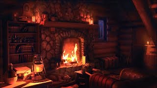 Wood Cabin Ambience  Heavy Blizzard Sounds for Sleep Relaxation amp Study with Fireplace Sounds [upl. by Atiuqram]