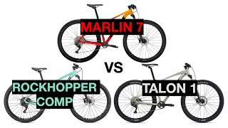 2021 Trek Marlin 7 vs Specialized Rockhopper Comp vs Giant Talon 1 Comparison [upl. by Rebecka]