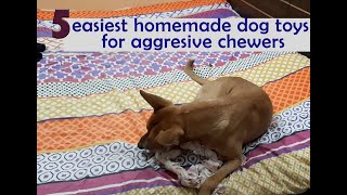 How to make 5 easiest HOMEMADE DOG TOYS for aggressive chewers  tshirt toys Delta approved [upl. by Cini]