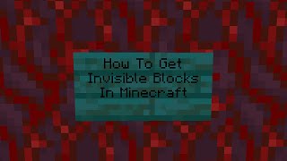 How To Get Invisible Blocks In Minecraft [upl. by Odrareg]