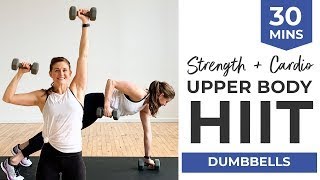 25Minute Upper Body HIIT Workout with Dumbbells Strength  Cardio [upl. by Innattirb204]