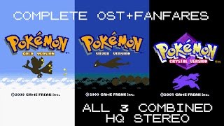 Pokemon GoldSilverCrystal Soundtrack HQ STEREO COMPLETE OST amp FANFARES [upl. by Faustena]