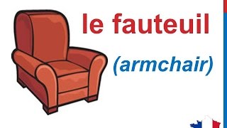 French Lesson 88  Furniture in French Vocabulary Les meubles en français Los muebles en francés [upl. by Ardnuaek]