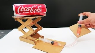 How to Make Hydraulic Powered Robotic Lift Crane From Cardboard [upl. by Adnarem]