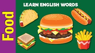 Learn Food Vocabulary  Video Flash Cards  ESL for Kids  Fun Kids English [upl. by Aciret]