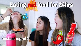 we only ate RED FOODS for 24 hours spicy Korean food edition [upl. by Iznik]