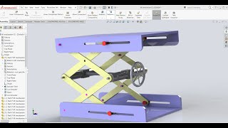 Screw scissor lift mechanism in solidworks [upl. by Thatcher]