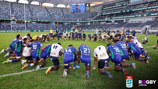 Fijian Drua amp Moana Pasifika come together to sing post match [upl. by Ellek]