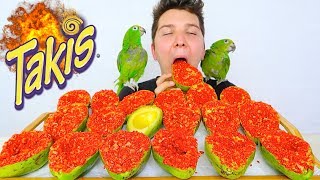 GIANT TAKIS FIRE BALLS • Mukbang amp Recipe [upl. by Nigrom279]