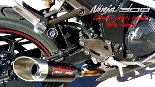 Coffmans shorty exhaust  Baffle removal and installation with sound test on Kawasaki Ninja 300 [upl. by Krell593]