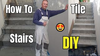 How to Install Tiles on Stairs TUTORIAL [upl. by Flossy]