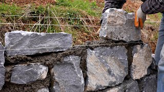 Building Stone Retaining Wall [upl. by Ateekan632]