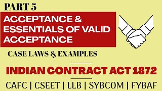 Acceptance  Essentials of Valid Acceptance  Indian Contract Act  With Examples and Caselaws [upl. by Darra]