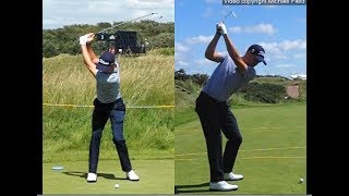 Justin Thomas golf swing  Long Iron faceon amp downtheline July 2017 [upl. by Meg6]