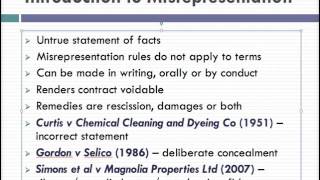 Misrepresentation Lecture 1 of 4 [upl. by Vorster]