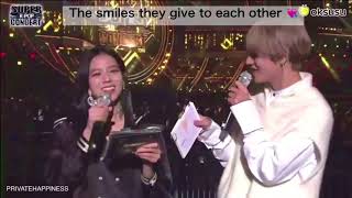 BTS Taehyung and BLACKPINK Jisoo cute MC moments Vsoo [upl. by Marvella]