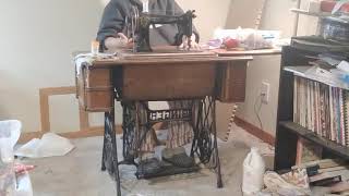 Learning how to use a treadle sewing machine [upl. by Cristine]