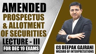 CS Executive amp CA Inter  Prospectus amp Allotment of securities  Part 3 [upl. by Tnarud]