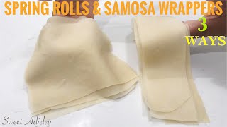 HOW TO MAKE AND FOLD SPRING ROLLS AND SAMOSA WRAPPERS  SPRING ROLL WRAPPER  SAMOSA SHEETS 3 WAYS [upl. by Fugazy]