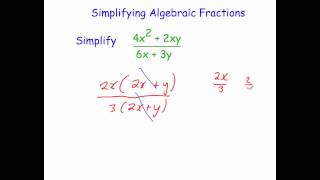 Simplifying Algebraic Fractions [upl. by Ahseyd]