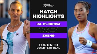 Karolina Pliskova vs Qinwen Zheng  2022 Toronto Quarterfinals  WTA Match Highlights [upl. by Eddra425]