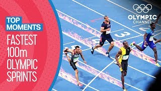 Top Fastest Mens 100m in Olympic History  Top Moments [upl. by Araiet923]