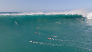 Surfing Massive Waves Waimea Bay Jan 22 2023 4K [upl. by Sydelle211]